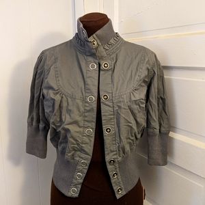 Gray 3/4 Length Sleeve Casual Spring Jacket
